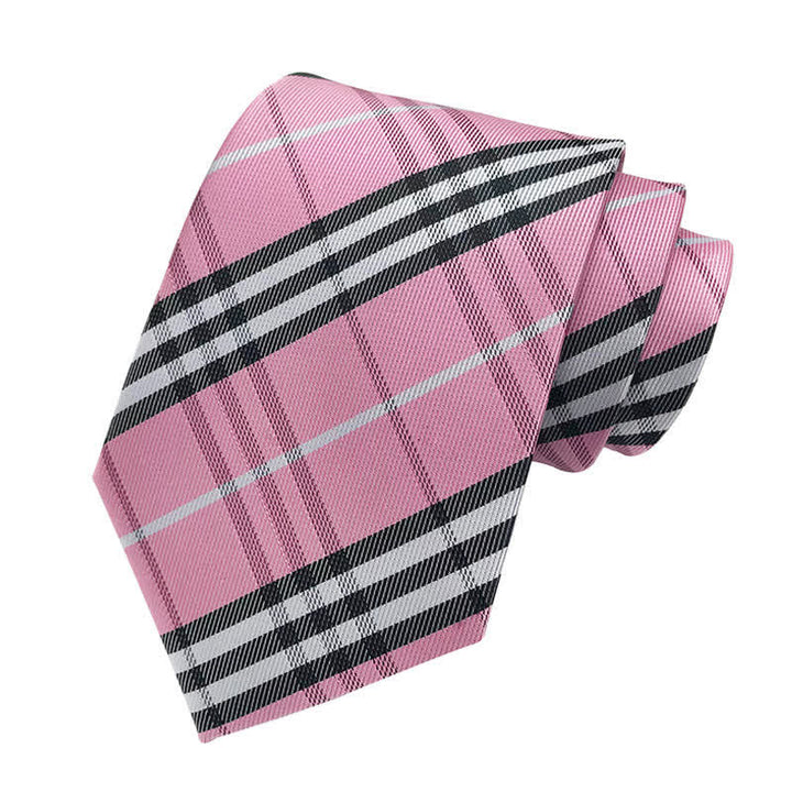 Cravate classique à carreaux écossais pour homme - Rose - image 16