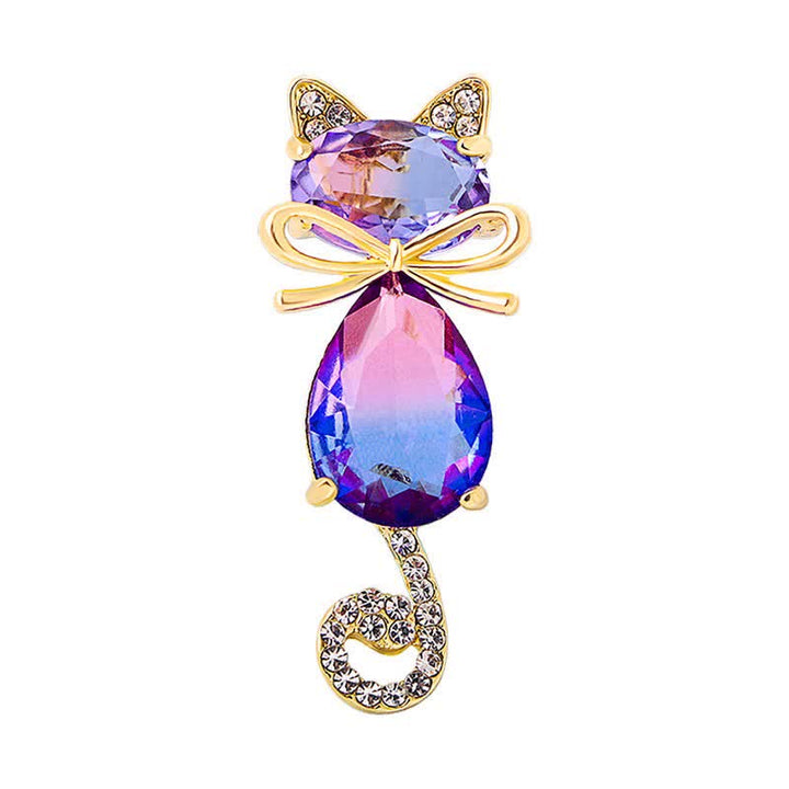 Broche en strass pour femme en forme de chaton mignon