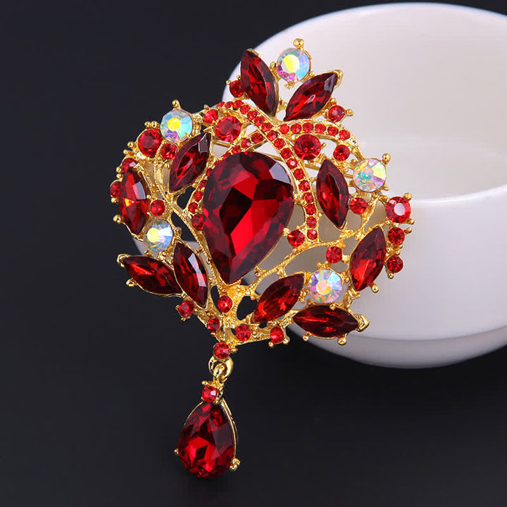 Broche en forme de goutte d'eau en forme de bouton floral brillant pour femme