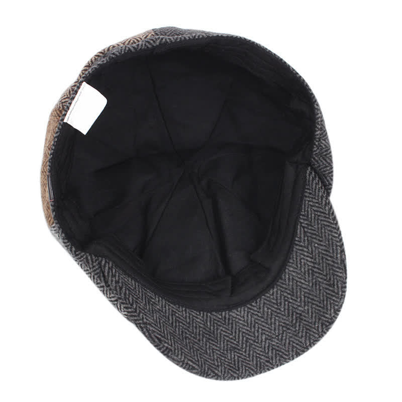 Casquette béret octogonale à épissure britannique vintage