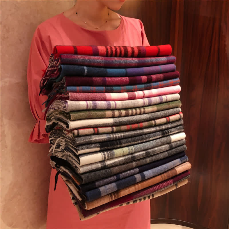 Écharpe unisexe Lamb Edinburgh à carreaux, grande et chaude - image 0