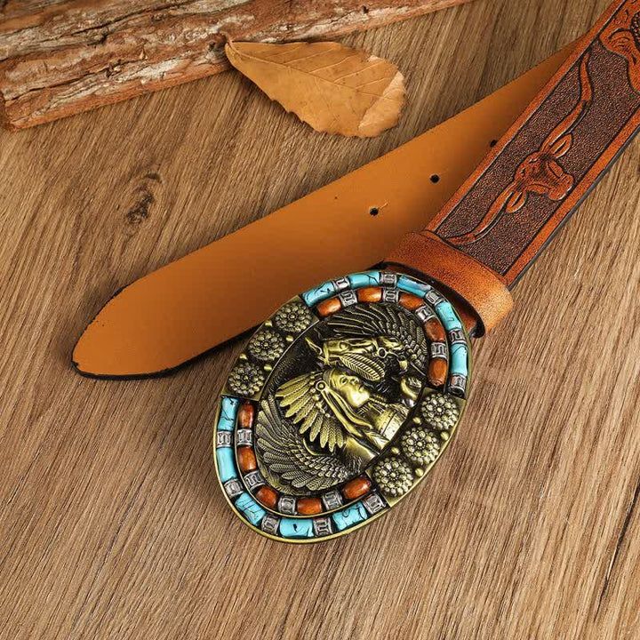 Ceinture en cuir turquoise style bohème indien pour homme