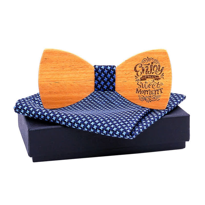 Lot de 2 noeuds papillon en bois pour homme avec proverbes