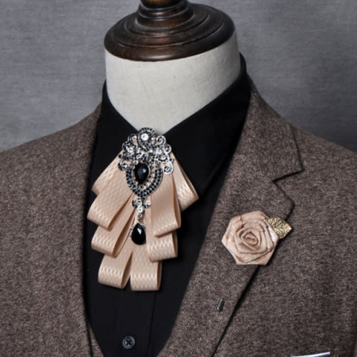 Ensemble de 3 nœuds papillon à carreaux noirs et strass