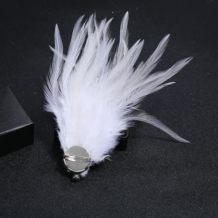 Broche de luxe en cristal avec branches et plumes de flocon de neige pour femme