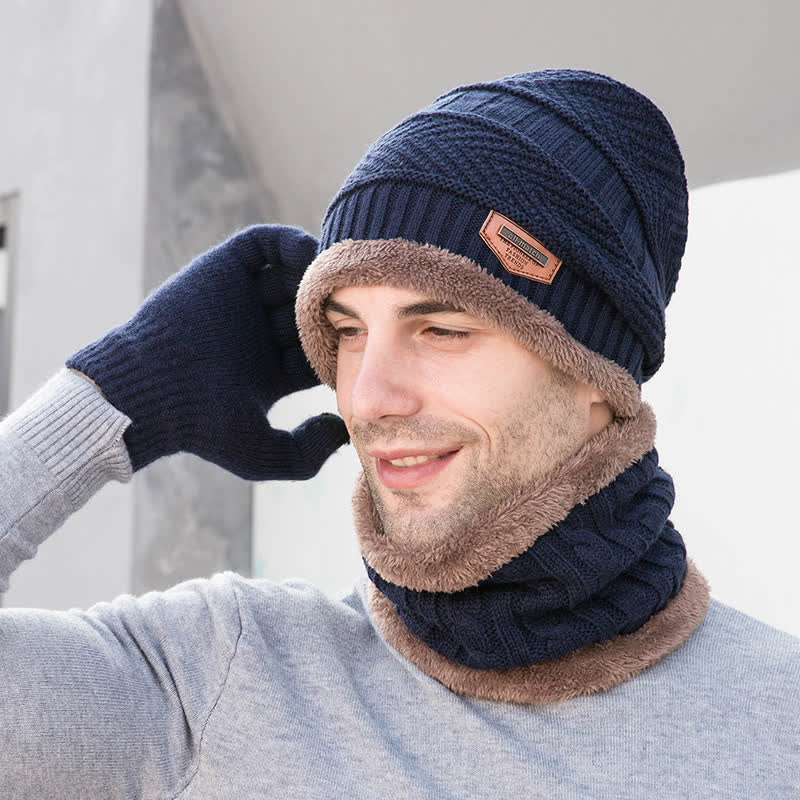 Ensemble bonnet, écharpe, gants tricotés pour adulte et enfant 3 pièces