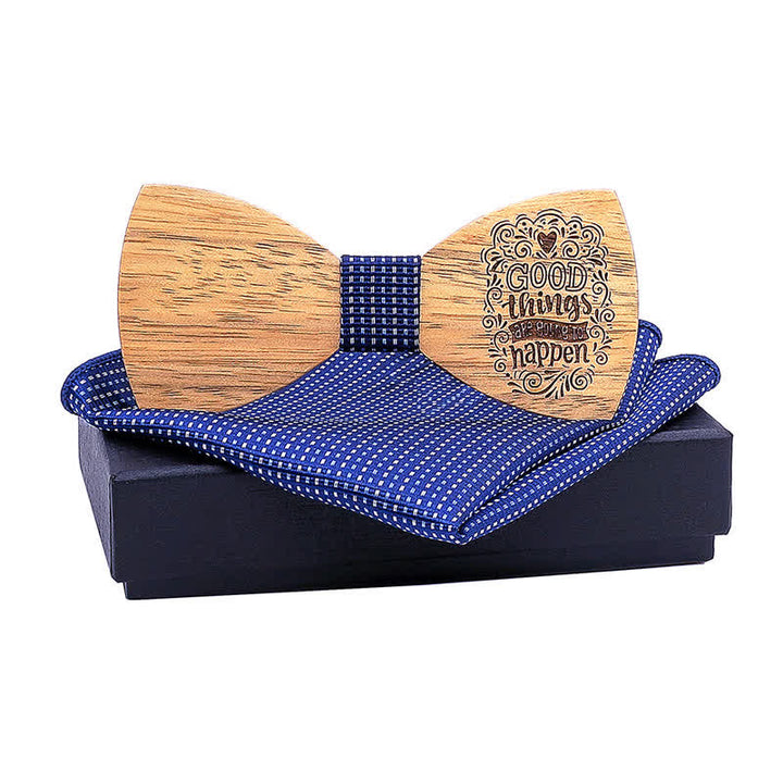 Lot de 2 noeuds papillon en bois pour homme avec proverbes
