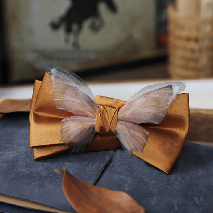 Ensemble de mouchoirs de poche vintage en organza pour homme avec nœud papillon papillon