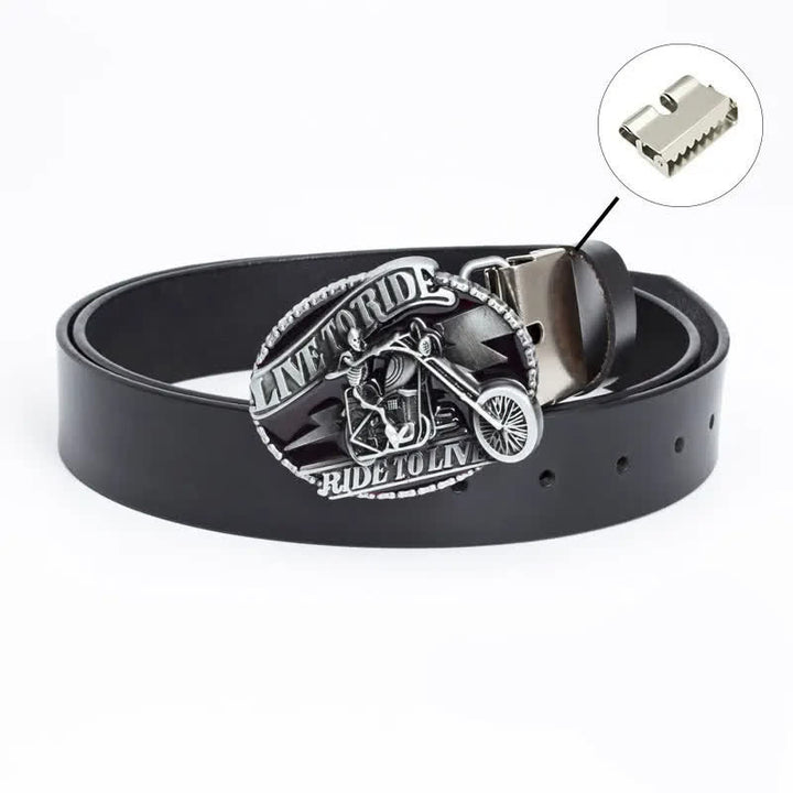 Ceinture en cuir pour homme avec tête de mort et squelette de motard