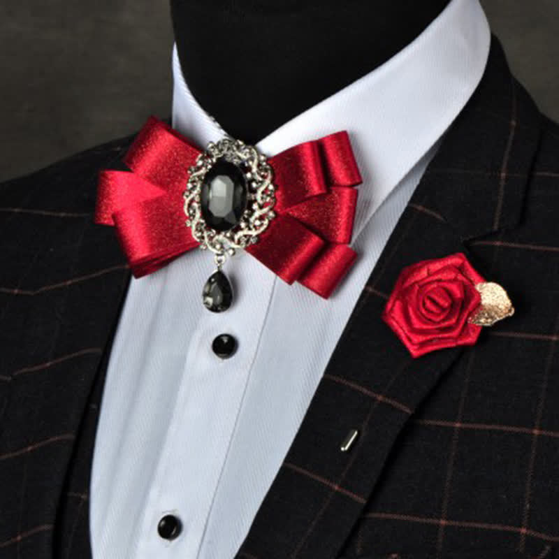 Ensemble de 3 nœuds papillons noirs de couleur unie avec strass