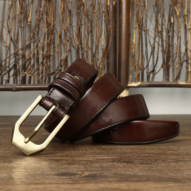 Ceinture en cuir brillant à boucle rectangulaire pour homme