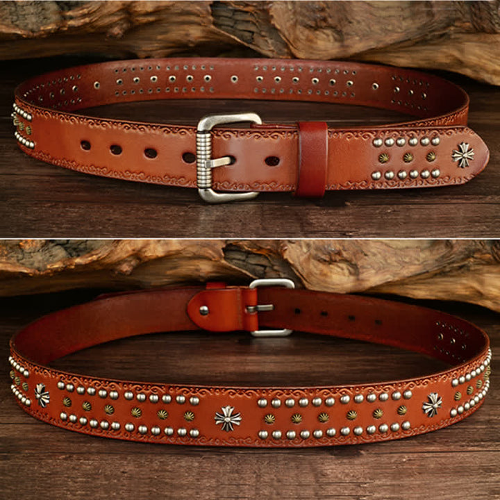Ceinture décorative unisexe à rivets croisés de style rock