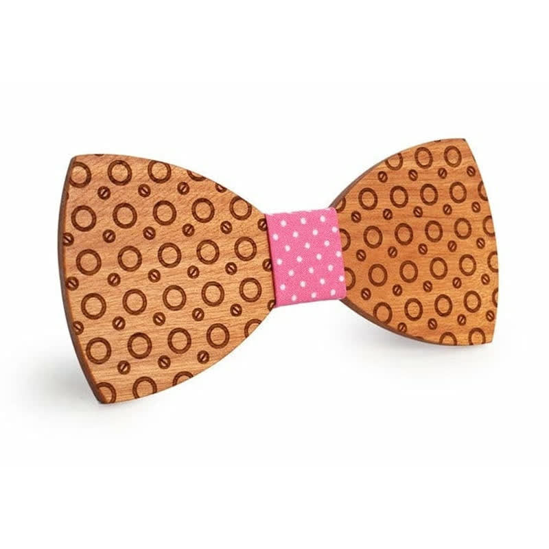 Nœud papillon en bois à pois pour homme