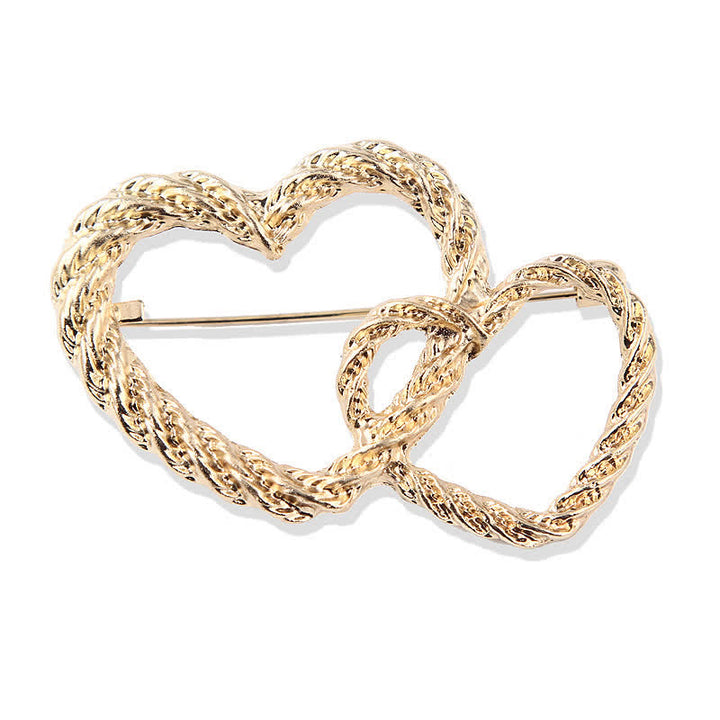 Broche double amour cœur à cœur pour femme
