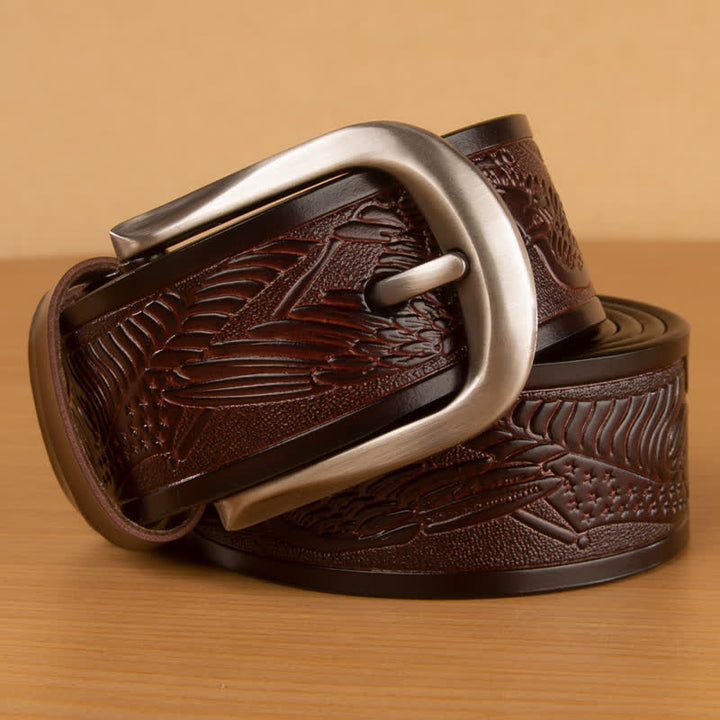 Ceinture en cuir à motif drapeau aigle en relief pour homme