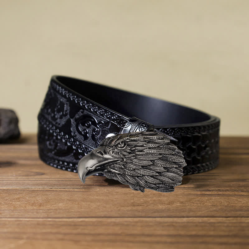Ceinture en cuir à boucle tête d'aigle à tête blanche 3D DIY pour homme