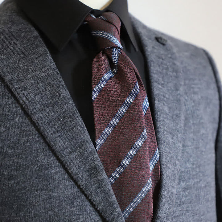 Cravate classique à rayures pour homme - Bordeaux - image 7
