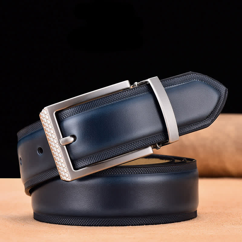 Ceinture en cuir noir et argent noble pour homme - Bleu foncé et argent - 46 - image 10