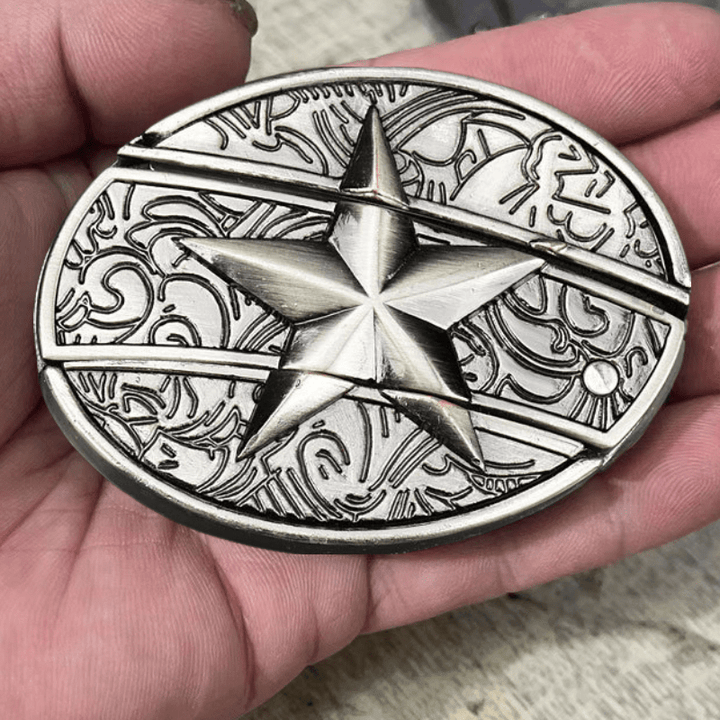 Ceinture en cuir pour homme avec pentagramme et couteau pliant