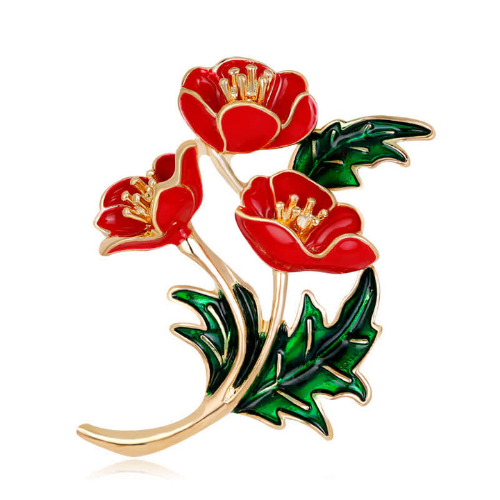 Broche unisexe en forme de bouquet de coquelicots