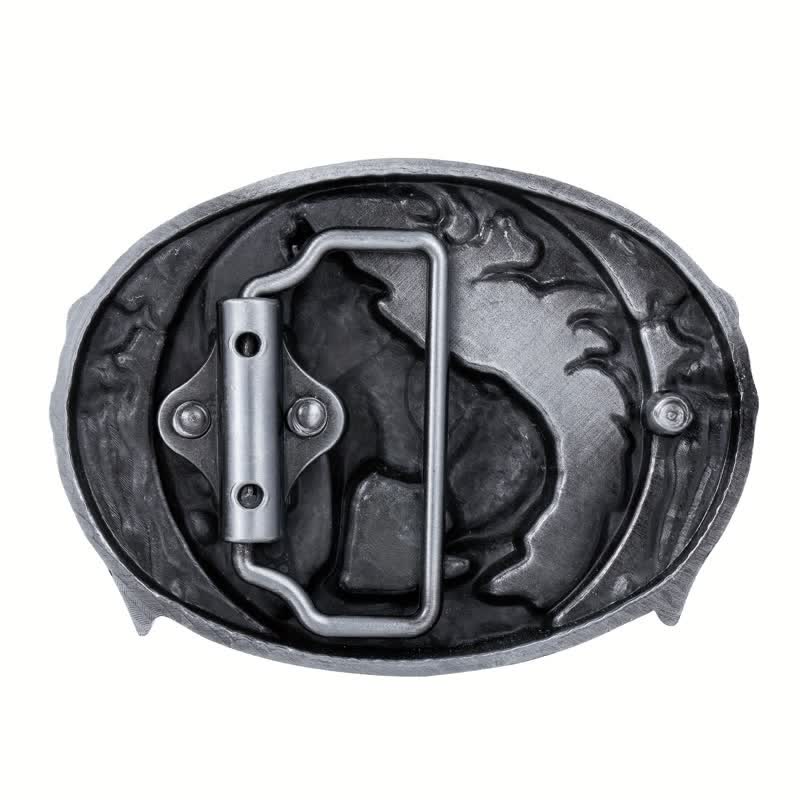 Ceinture en cuir à boucle en émail pour homme avec loup hurlant dominateur