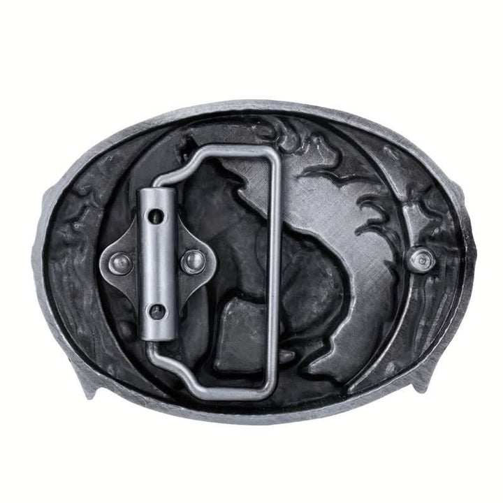 Ceinture en cuir à boucle en émail pour homme avec loup hurlant dominateur