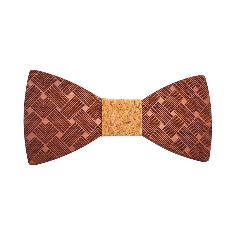 Nœud papillon en bois à motif tissé pour homme