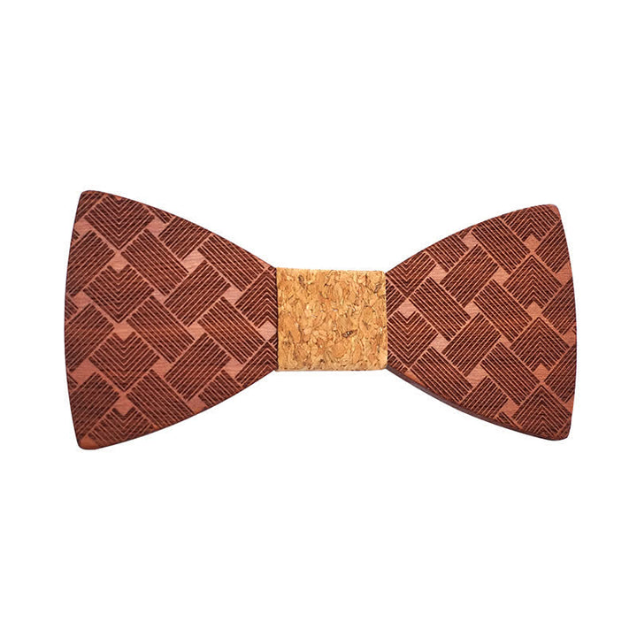 Nœud papillon en bois à motif tissé pour homme