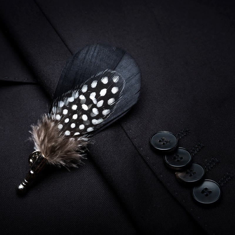 Nœud papillon à pois noirs et blancs pour enfant avec épingle à revers