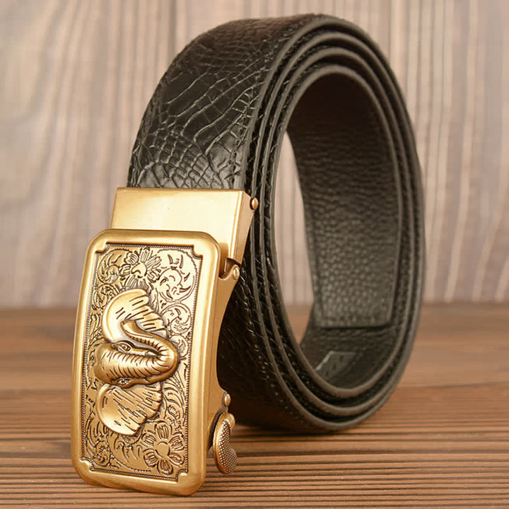 Ceinture en cuir à motif alligator éléphant punk pour homme