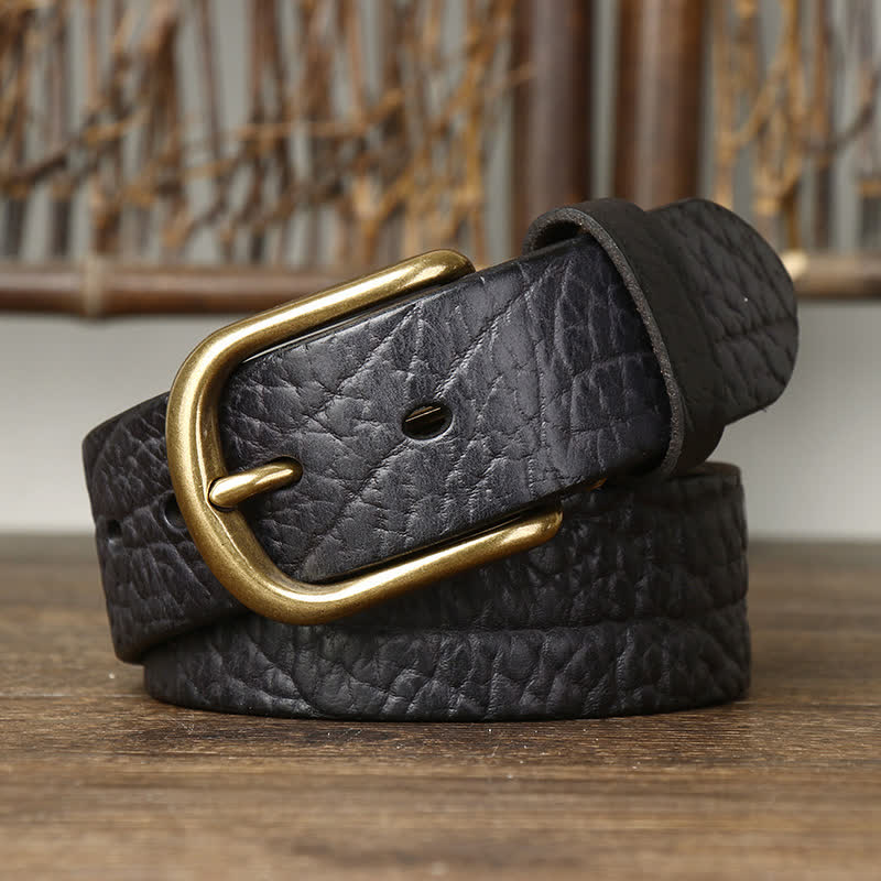 Ceinture en cuir à motif peau de bison gaufré pour homme