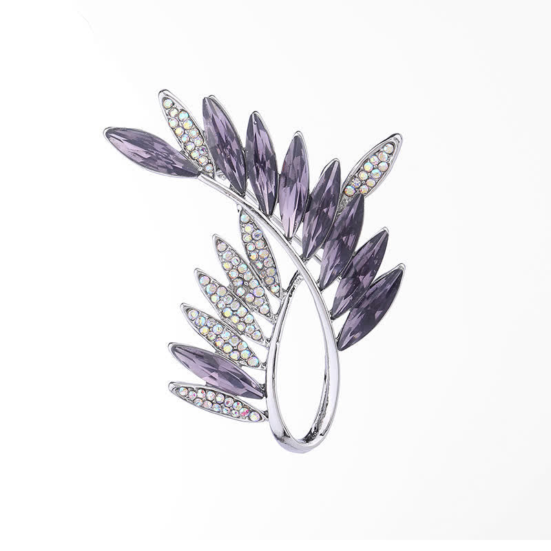 Broche en cristal pour femme en forme de branche d'olivier