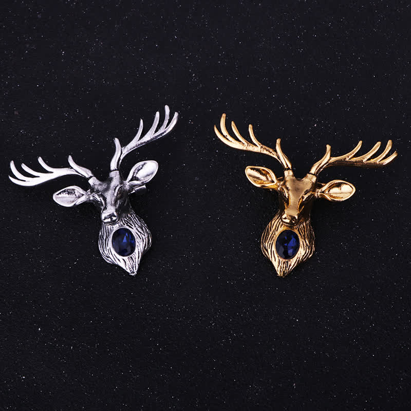 Broche majestueuse en forme de cerf bleu pour homme