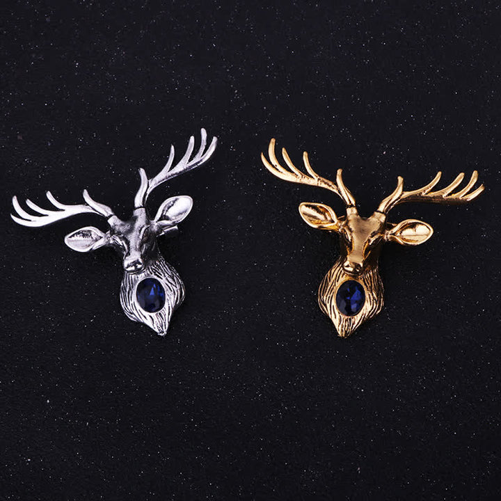 Broche majestueuse en forme de cerf bleu pour homme