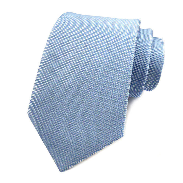 Cravate slim simple de couleur unie pour hommes - Bleu pâle - image 12