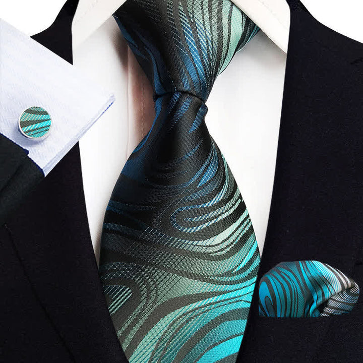 Lot de 3 cravates ondulées cyan foncé pour homme