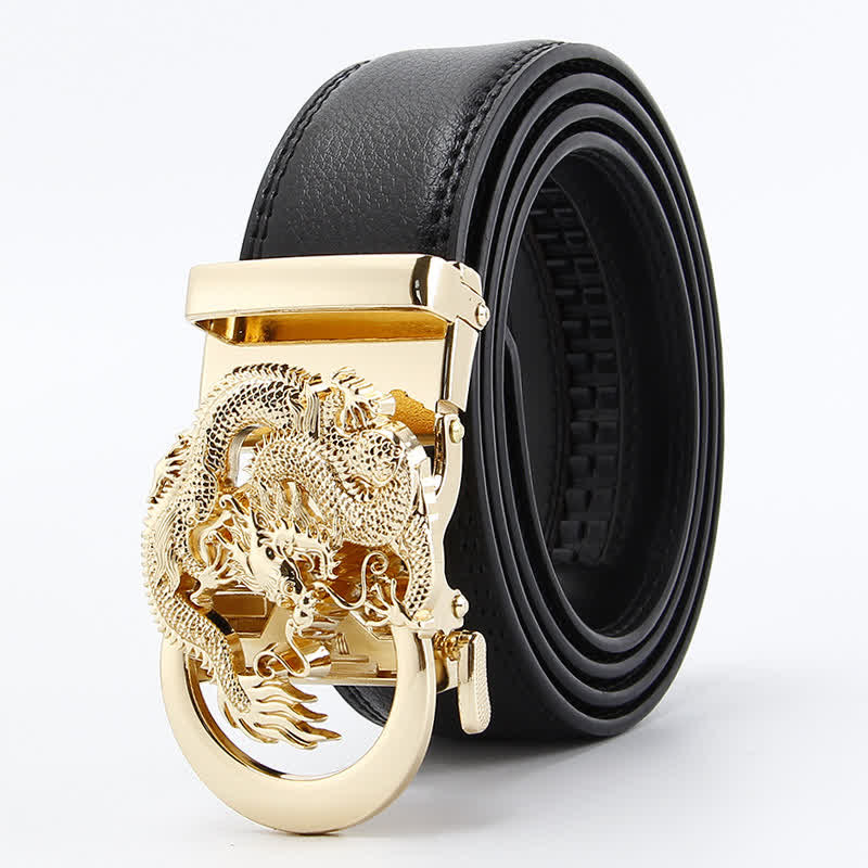 Ceinture en cuir à cliquet automatique Dragon Business pour homme