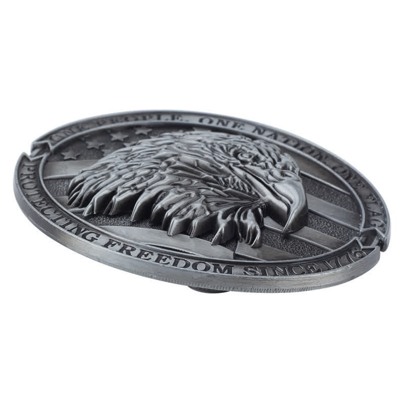 Ceinture en cuir à boucle pour homme avec tête d'aigle à tête blanche et drapeau américain