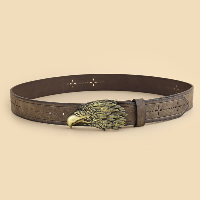 Ceinture en cuir pour homme en forme de tête d'aigle 3D en forme de vautour