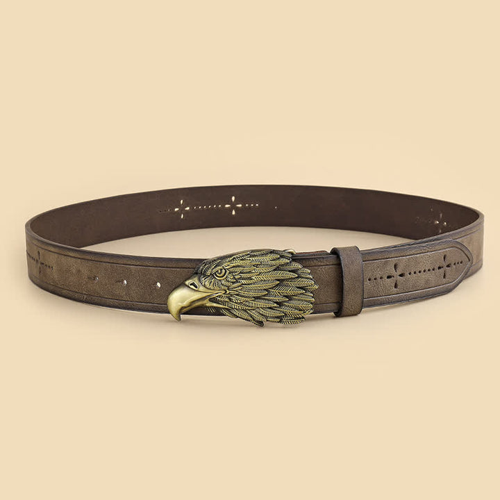 Ceinture en cuir pour homme en forme de tête d'aigle 3D en forme de vautour