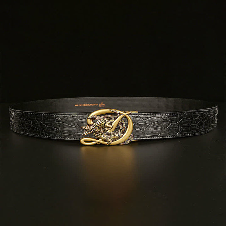 Ceinture en cuir à motif alligator avec boucle en crocodile pour homme