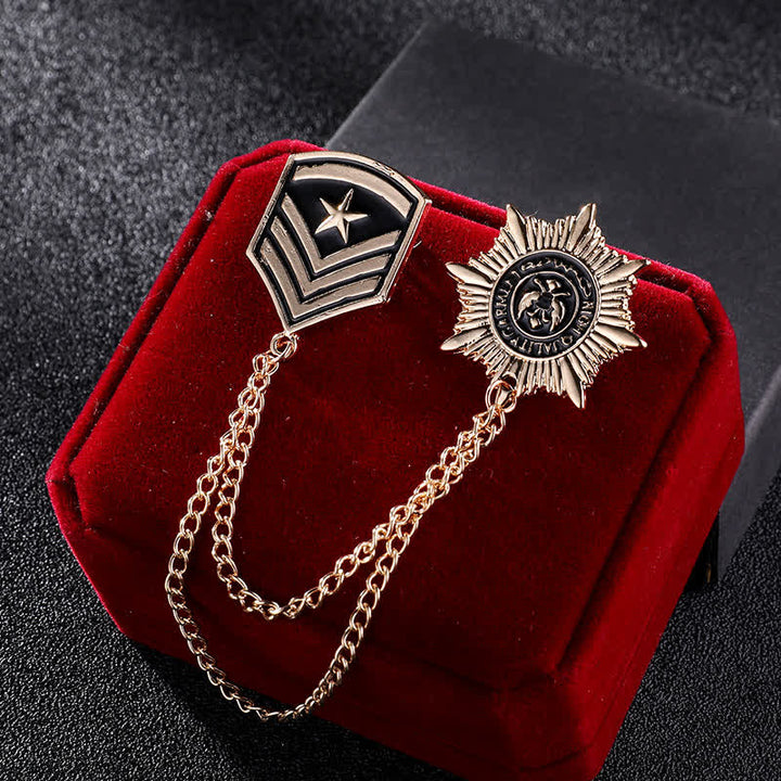 Broche médaille étoile à pampilles britannique pour homme