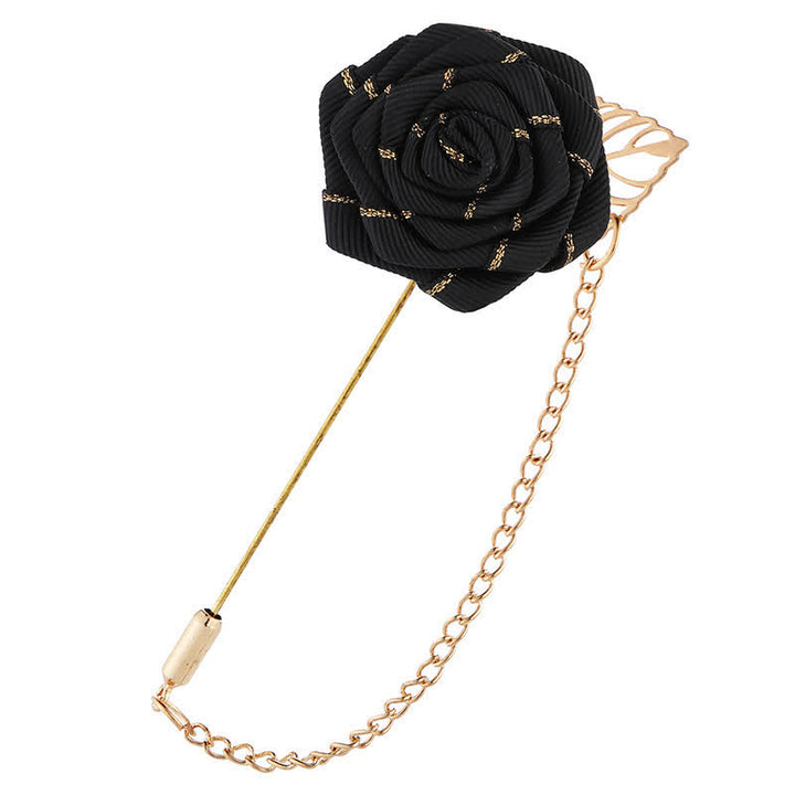 Broche chaîne camélia florale pour homme