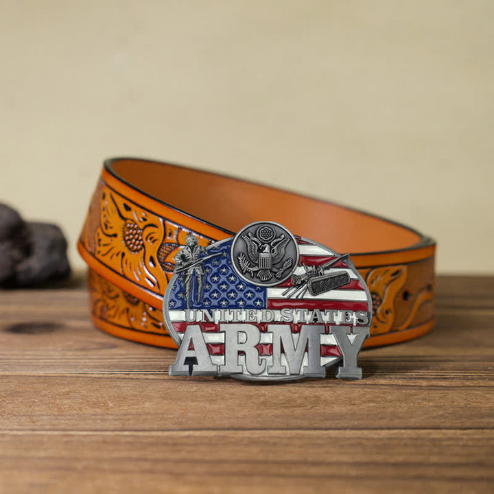 Ceinture en cuir à boucle militaire de l'armée américaine pour homme