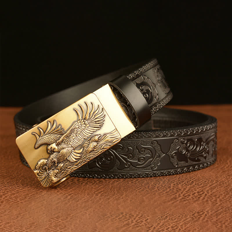 Ceinture en cuir pour homme avec ailes déployées en forme d'aigle