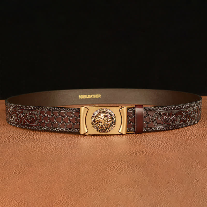 Ceinture en cuir tête de lion punk pour homme