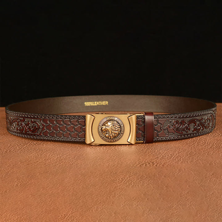 Ceinture en cuir tête de lion punk pour homme