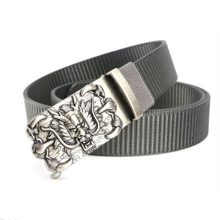 Ceinture décontractée en nylon à motif dragon pour homme