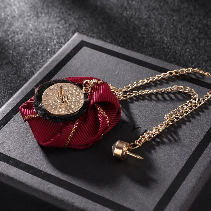 Charmante broche à chaîne en forme de rose florale pour homme