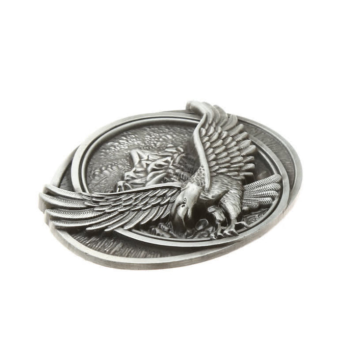 Ceinture en cuir à boucle pour homme avec motif d'aigle volant dominant